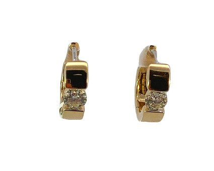14K YG .83cttw Wide Dia Polished Small Hoops Main image