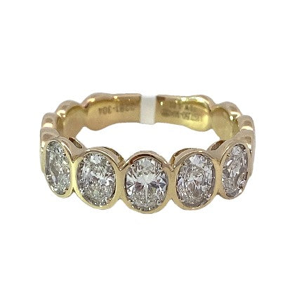 14K YG 1.22cttw Diamond Oval Bezel Set 5-Stone Band Main image