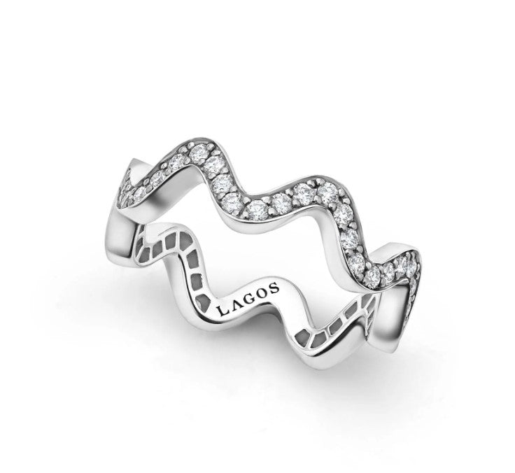 S/S Caviar Spark .68cttw Dia Wave 6mm Eternity Band by LAGOS sz 7