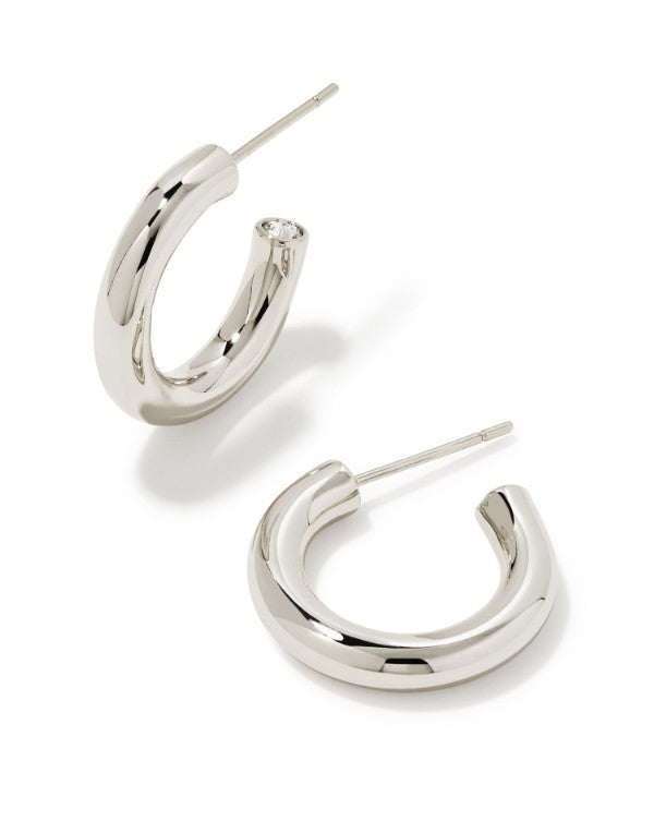 Colette Rhodium Plated Huggie Earrings by Kendra Scott