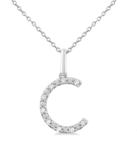 SS .07cttw Block Letter C Initial Pendant
