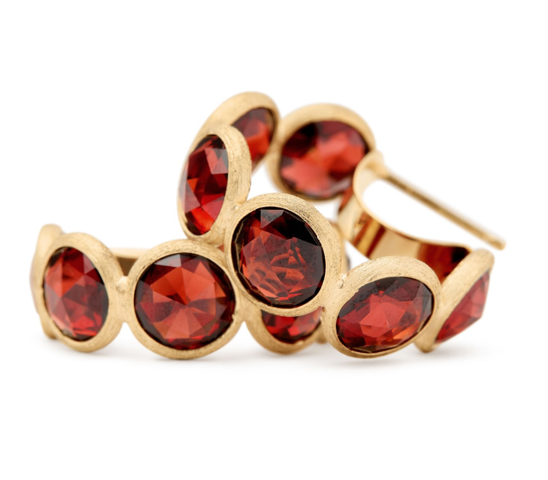 18K Yellow Gold Jaipur Bezel Set Garnet Hoops by Marco Bicego Secondary image
