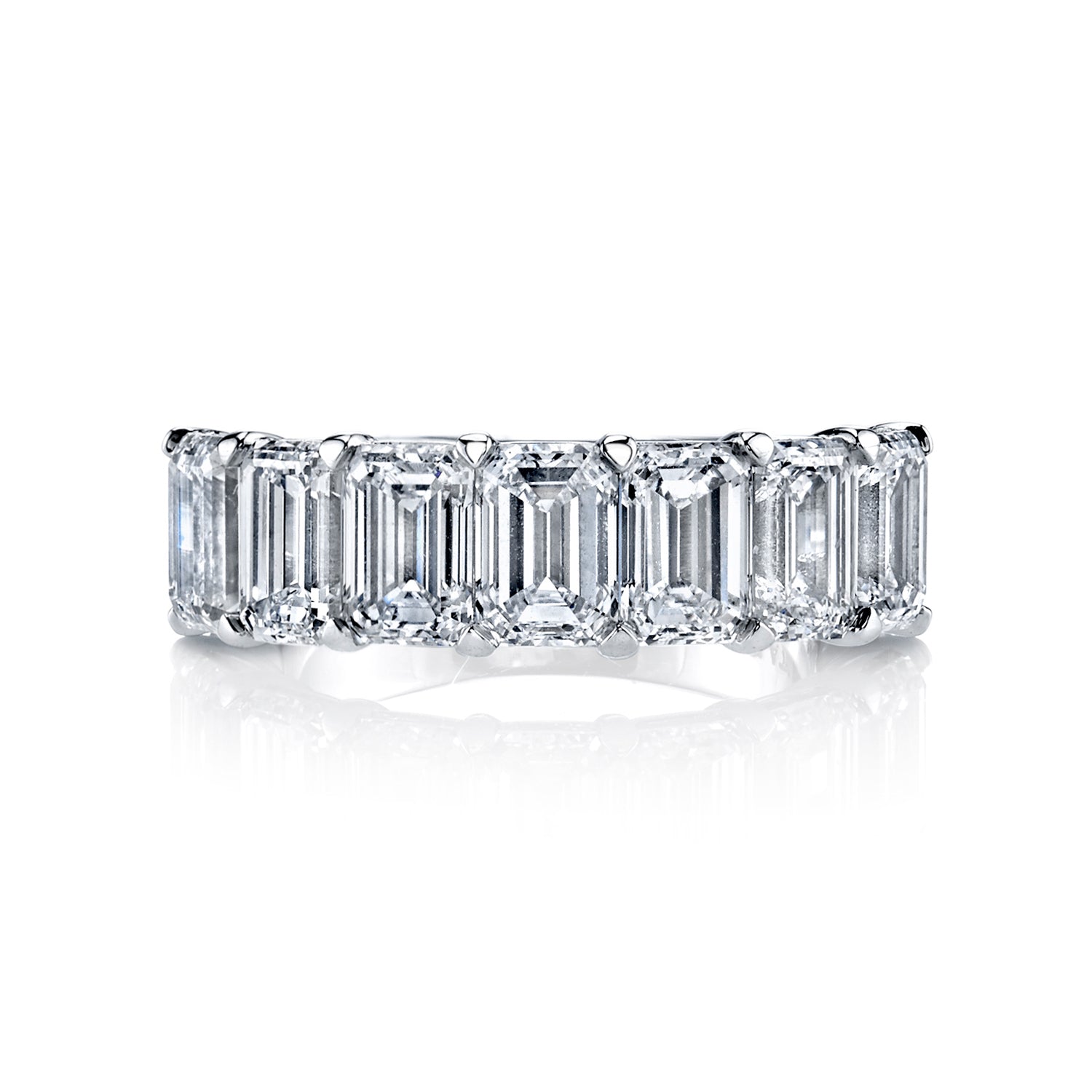 18K WG 7-Stone Emerald Cut Diamond Band by Joshua J Main image