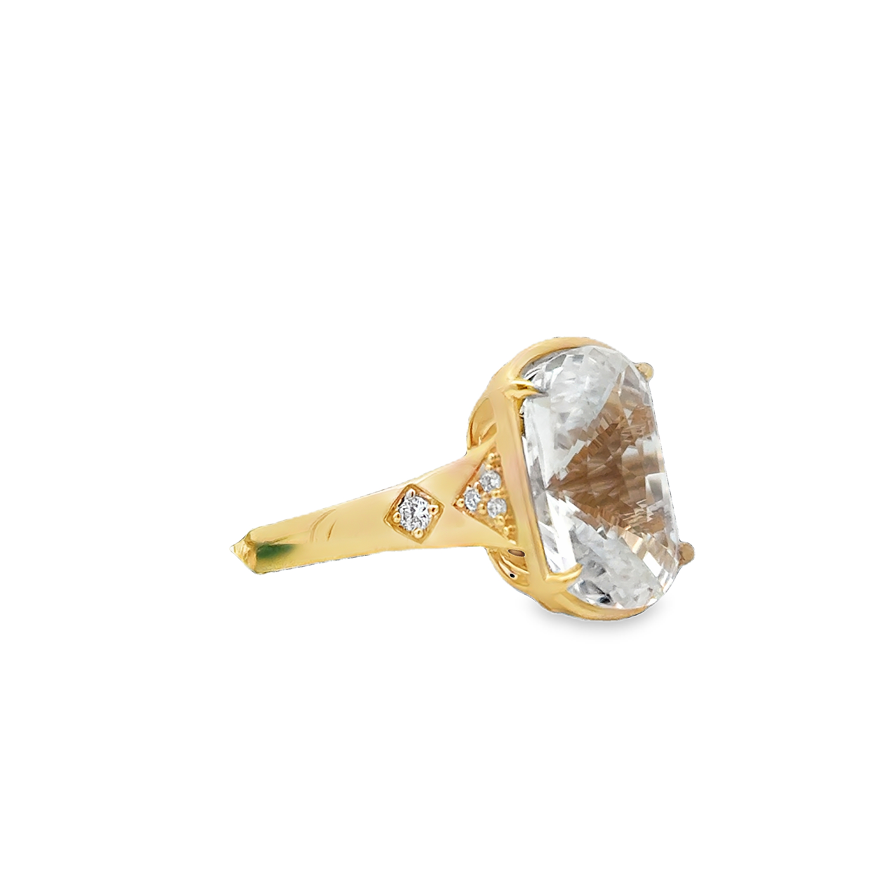 18K YG Colorless Topaz & Diamond Accent Ring by David Kord