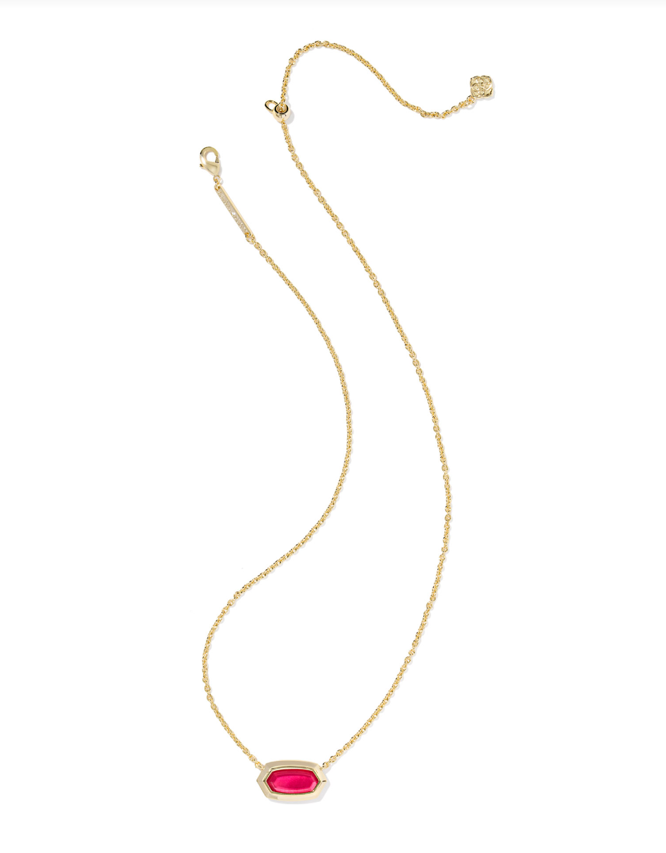Gold Plated Elisa Bezel Pendant Necklace in Carmine Red Illusion by Kendra Scott