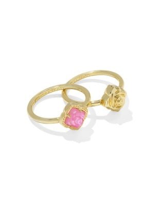 Mallory Gold Plated Rose Ring Set in Blush Ivory MOP by Kendra Scott
