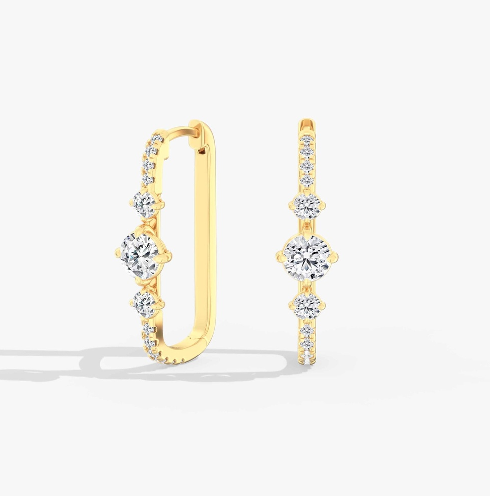 14K Yellow Gold Starlight Lab Diamond Box Hoops by Everlee