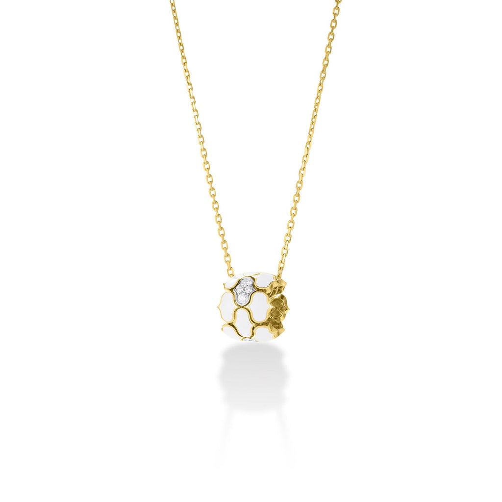 18K YG Cobra White Enamel & Diamond Pendant by Roberto Coin Main image