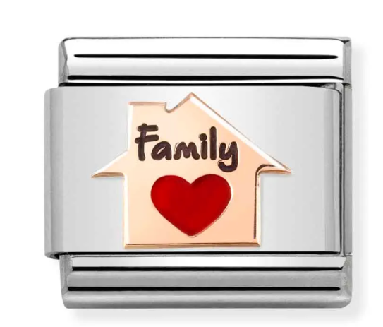 Stainless Steel & 9K Rose Gold Red Enamel Heart House Charm Main image
