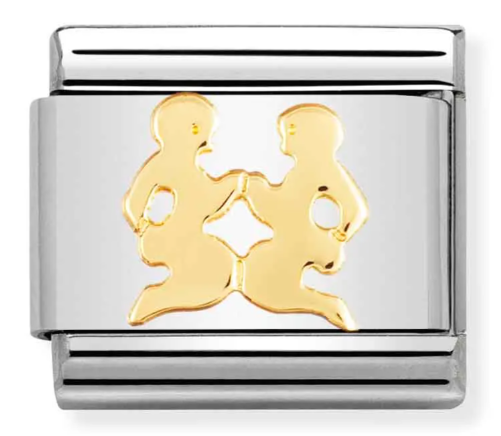 Stainless Steel & 18K Yellow Gold Gemini Zodiac Charm