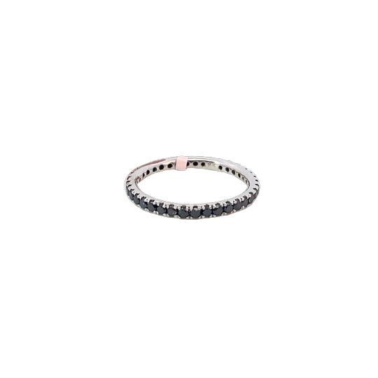 14K WG Round 1.5mm Black Diamond Pave Eternity Band, size 5 Main image