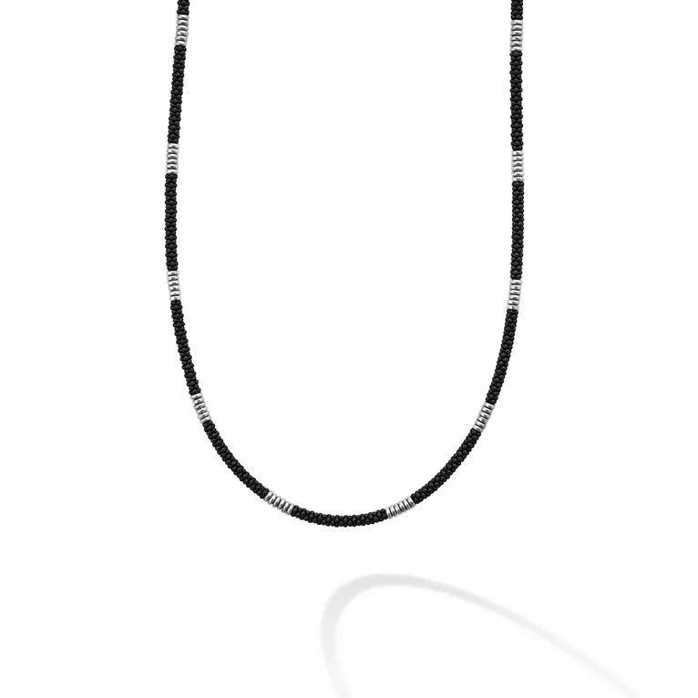 S/S Matte Black Caviar Ceramic 6/12 Station 3mm Rope Necklace by LAGOS