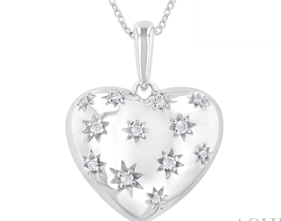 SS 1/10CTTW DIA PUFF HEART PENDANT NECKLACE