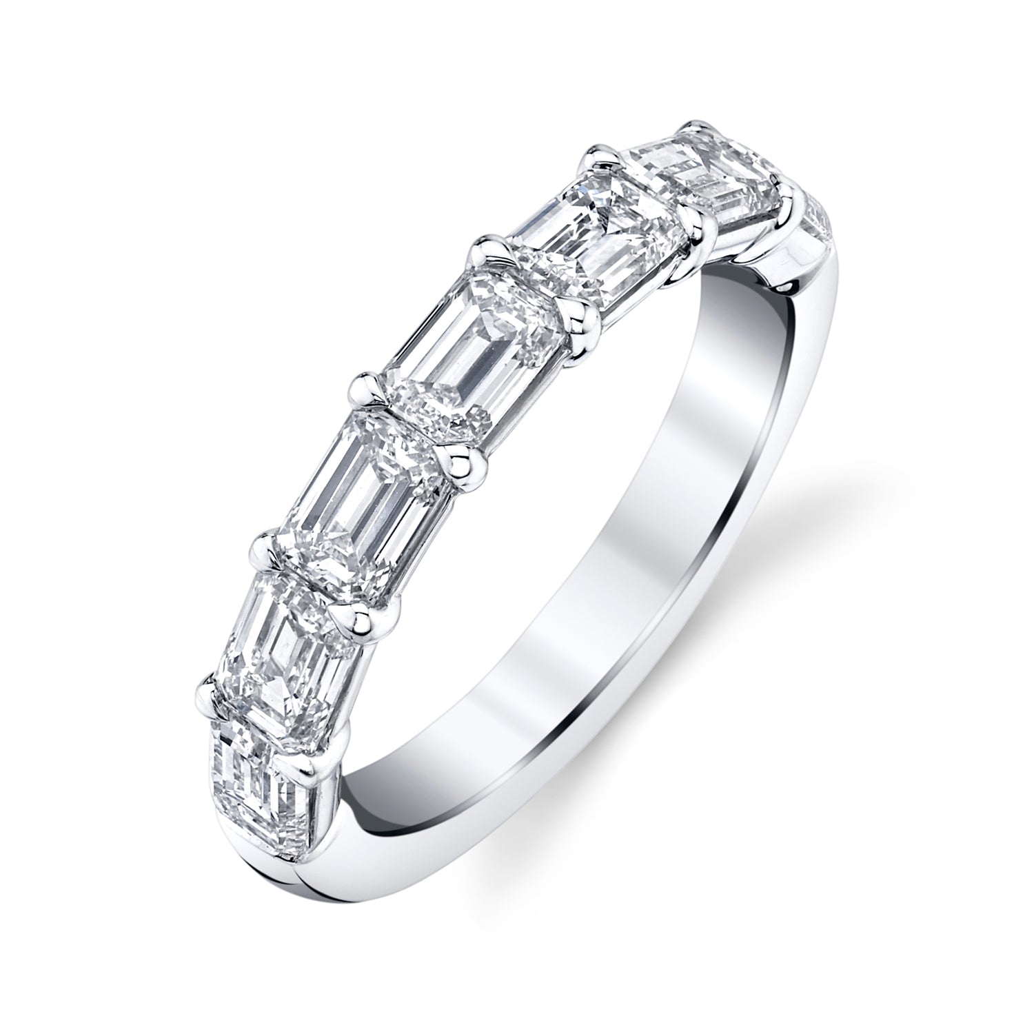 18K WG East-West Emerald Cut Diamond Band by Joshua J