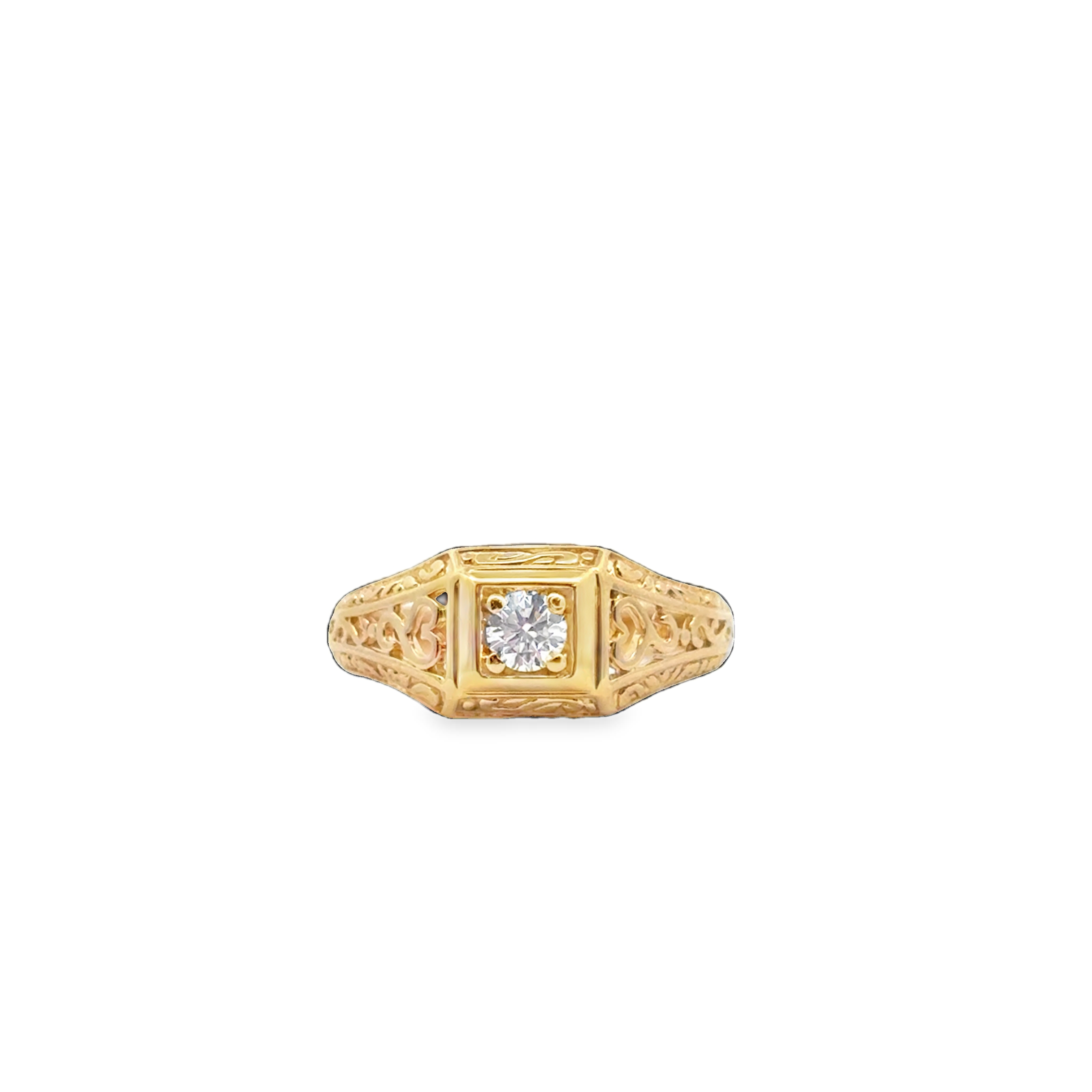 14K YG Vintage Style Diamond & Filagree Ring  *Estate Item Sold as is, Final Sale*