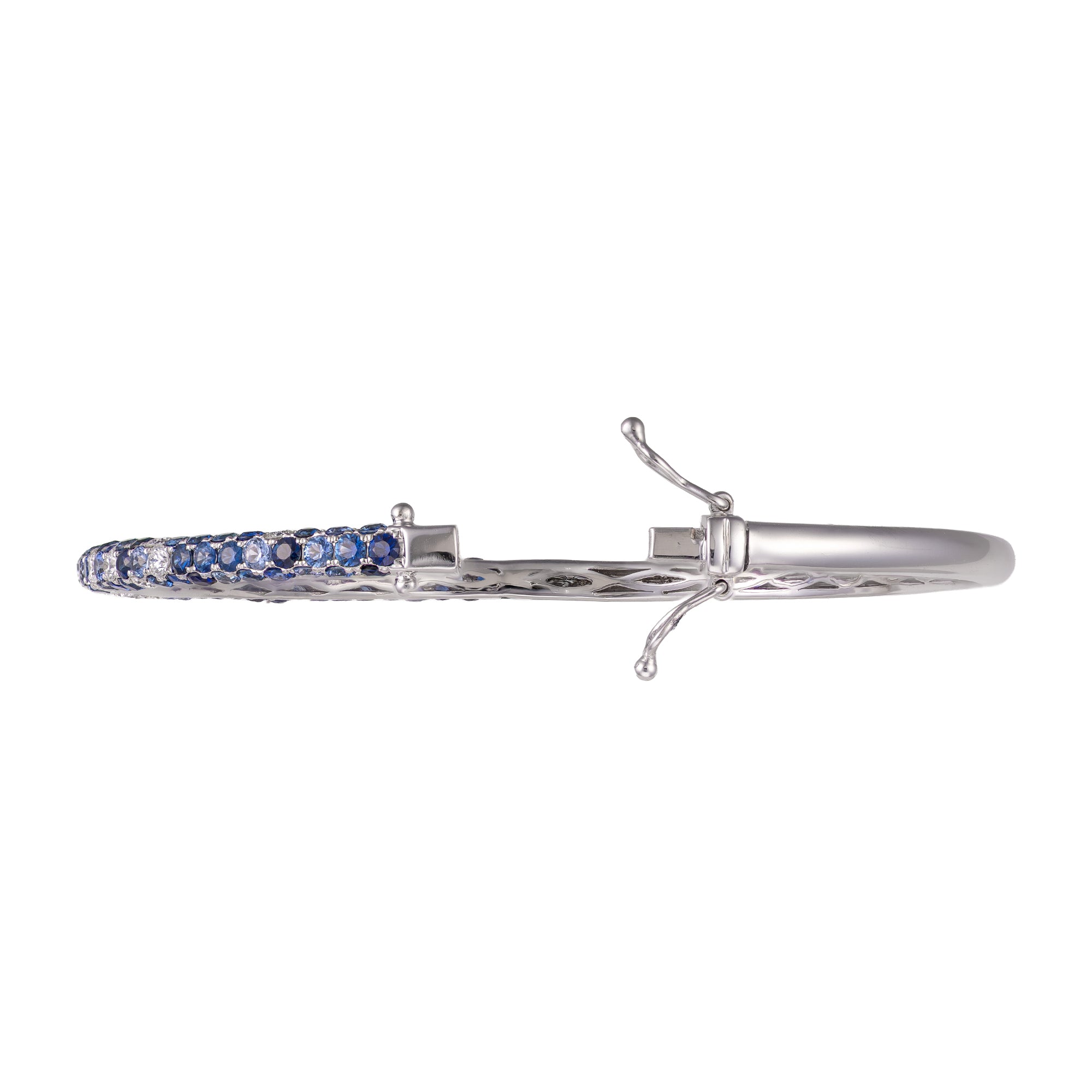 18K White Gold Ombre Sapphire & Diamond Bangle Bracelet by David Kord