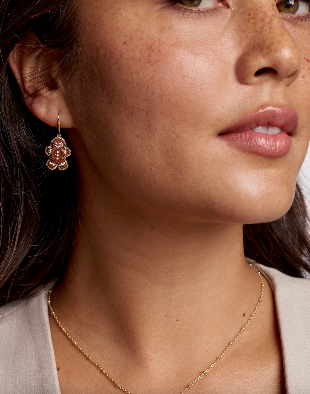 Gold Plated Gingerbread Drop Earrings in Brown Goldstone by Kendra Scott