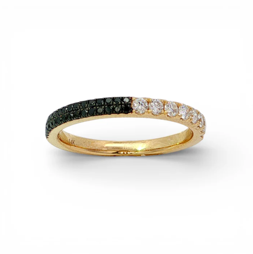 14K YG Half Black Half White Diamond Band