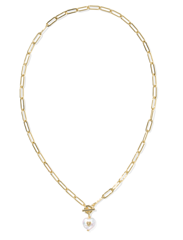 Sasha Gold Heart Pendant in Freshwater Cultured Pearl by Kendra Scott
