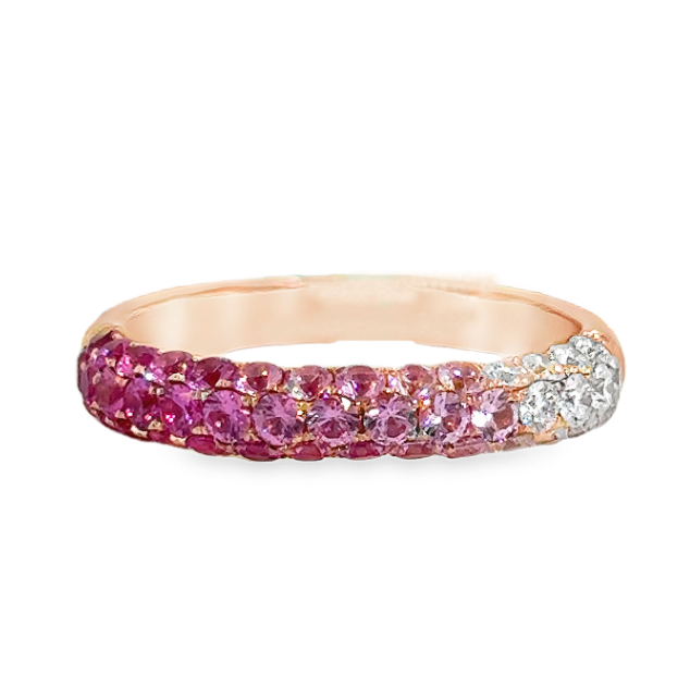 18K Rose Gold Ombre Pink Sapphire & Diamond Band by David Kord