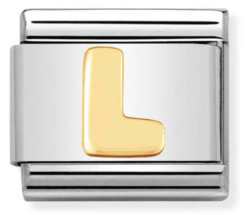Stainless Steel & 18K Yellow Gold Letter L Initial Charm