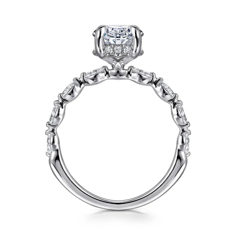 14K WG "Adeena" Oval & Marquise Shared Prong Diamond Hidden Halo Semi-Mount by Gabriel NY Secondary image