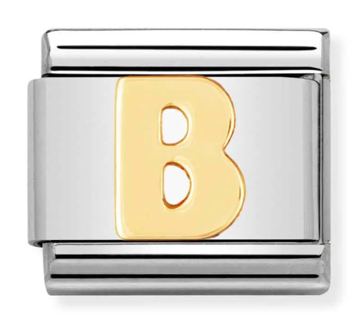 Stainless Steel & 18K Yellow Gold Letter B Initial Charm