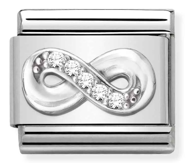 Stainless Steel & Sterling Silver Infinity Charm with CZ Main image