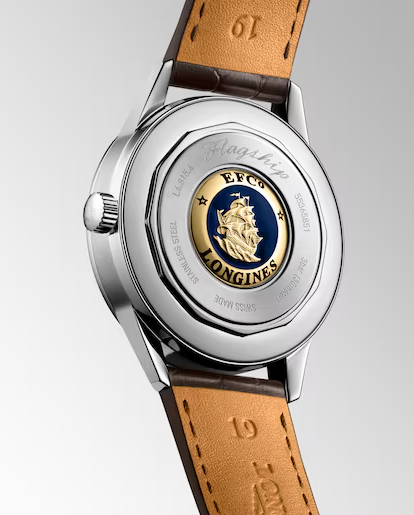 Longines Flagship Heritage Moonphase Watch with Opaline Ivory Dial & Leather Strap