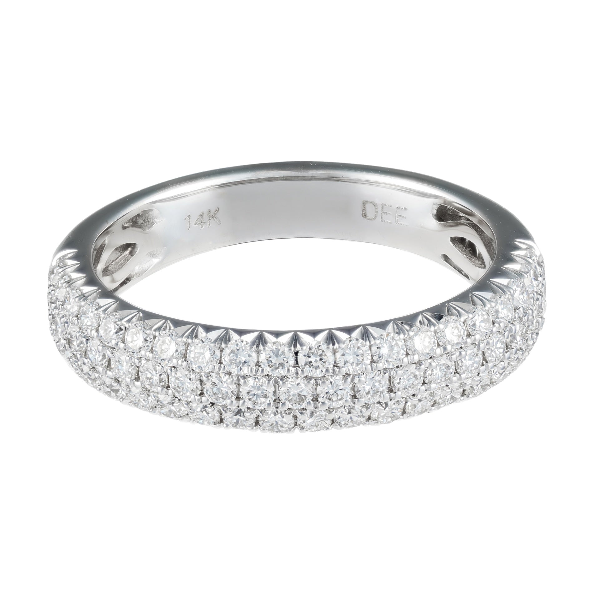 14K White Gold Three Row Pave Anniversary Band Main image