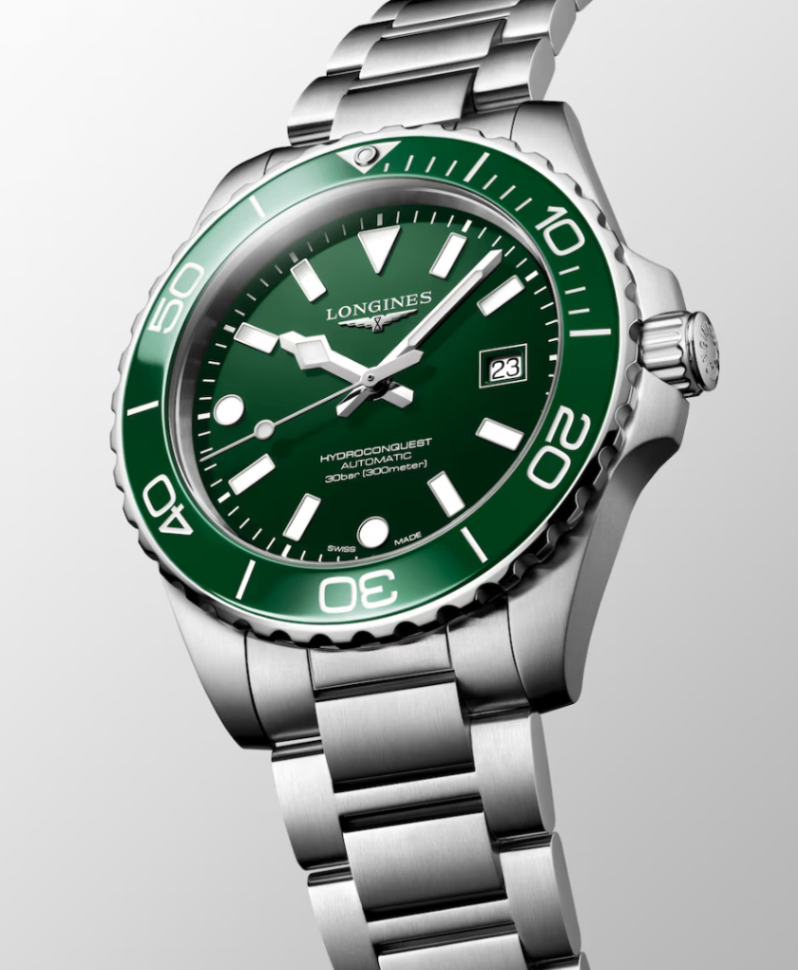 Longines Hydrconquest 42mm Dive Watch with Green Dial & Green Ceramic Bezel