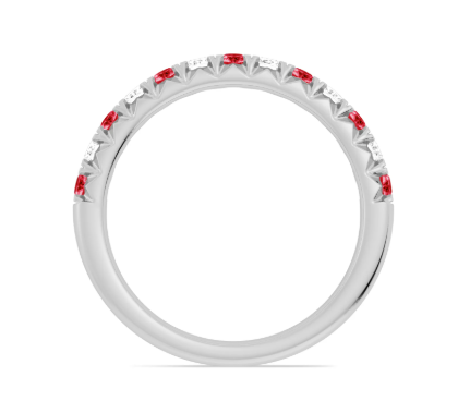 14K White Gold Alternating Ruby & Diamond Fishtail Anniversary Band Secondary image