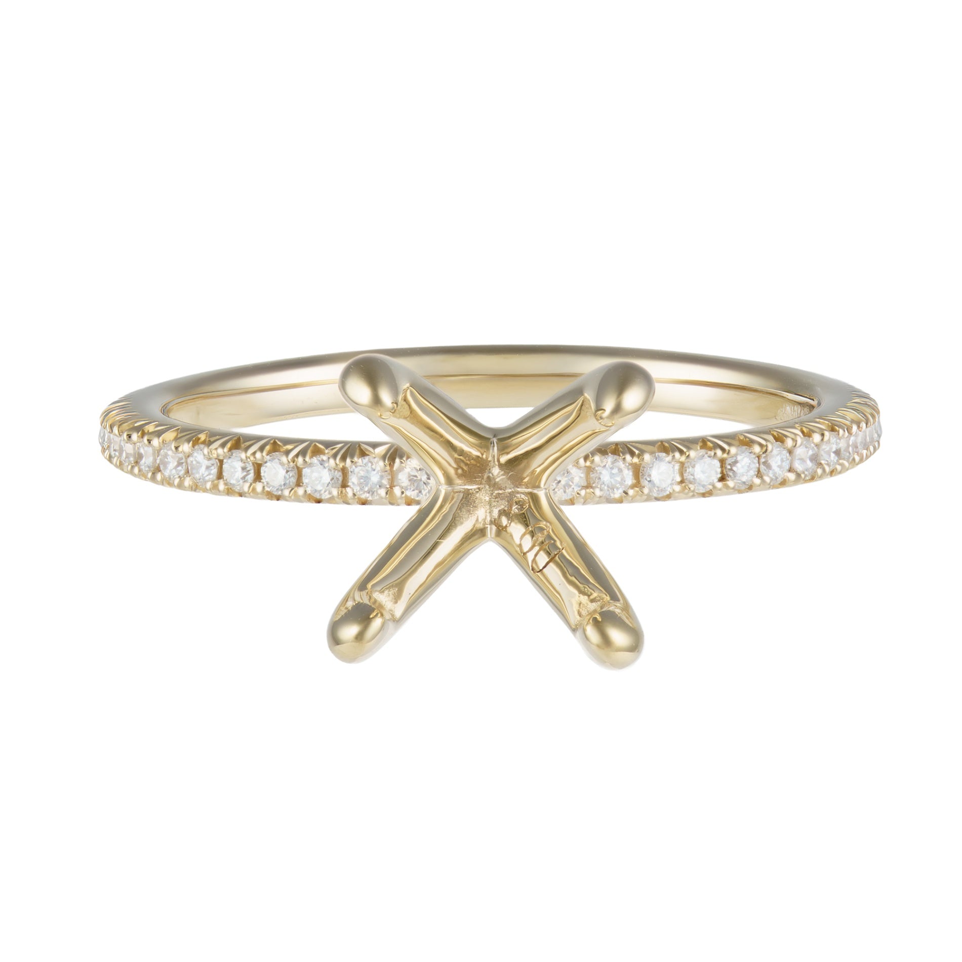14K Yellow Gold 1/10ttw Diamond Prong Set Semi-Mount Main image