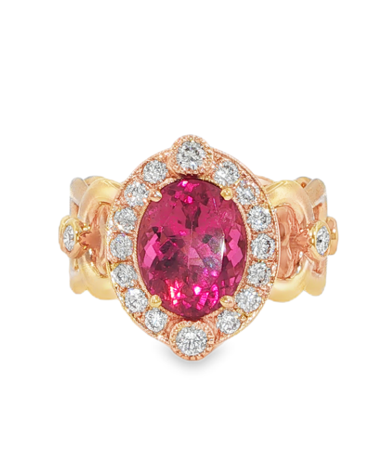 18K Rose Gold Rubellite & Diamond Becca Ring by Erica Courtney