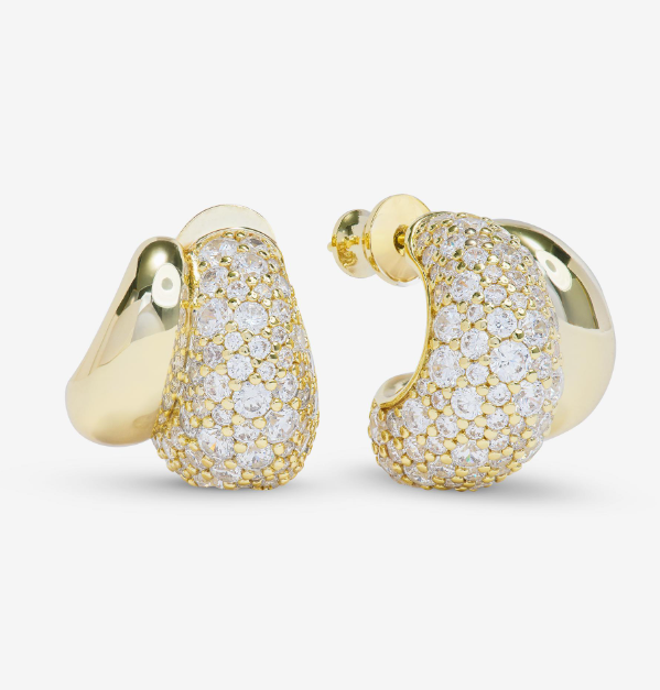 18K Gold Plated Norah Pave Double Hoop in White CZ by Melinda Maria Main image