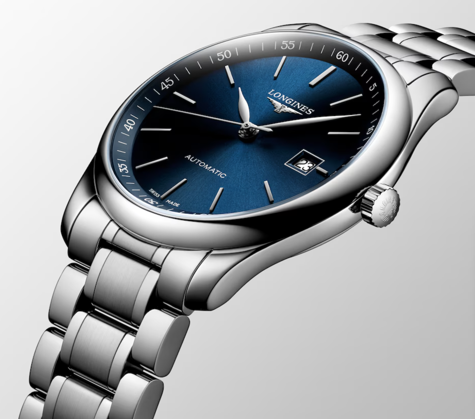 Longines Master Stainless Steel 40mm Watch in Sunray Blue