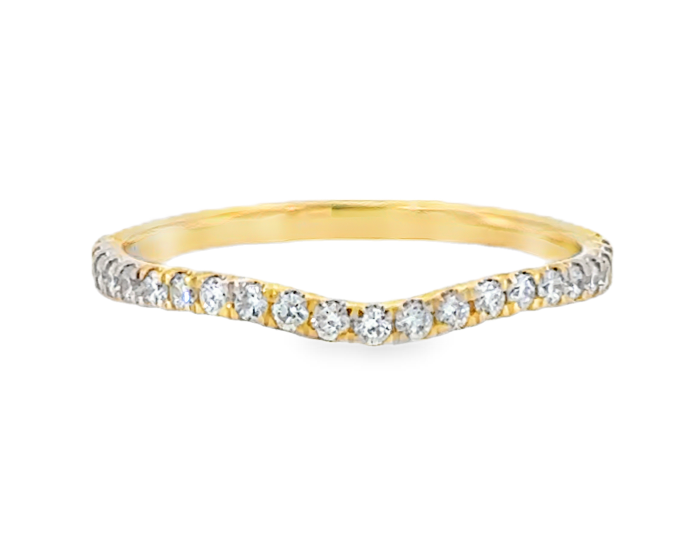 14K Yellow Gold 1/4cttw Diamond Petite Contour Wedding Band Main image