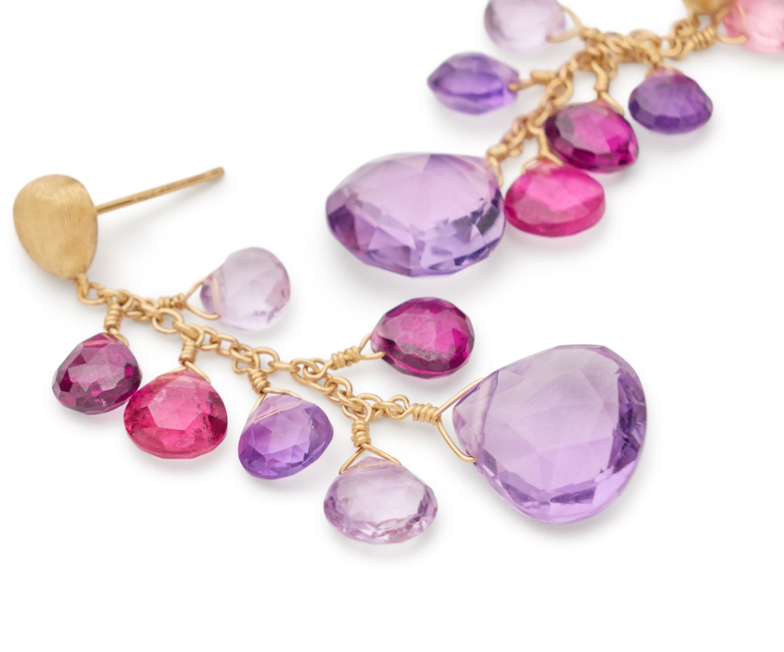 18K YG Paradise Multi-Strand Earrings with Amethyst & Pink Tourmaline by Marco Bicego Secondary image