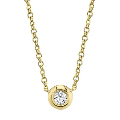 14K YG 1/10cttw Diamond Bezel Pendant Necklace