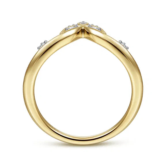 14K YG Diamond Chevron Wedding Band by Gabriel NY Secondary image