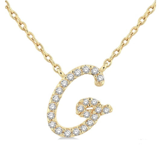 10K YG 1/10cttw Dia Script Initial G Pendant Main image