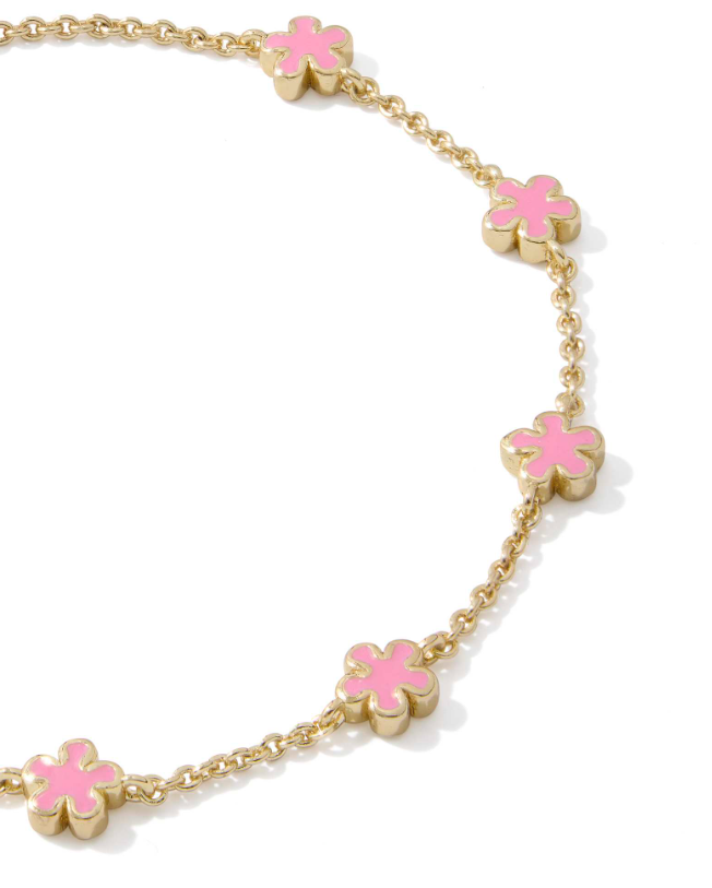 Gold Plated Jane Delicate Chain Bracelet in Dark Pink Enamel by Kendra Scott