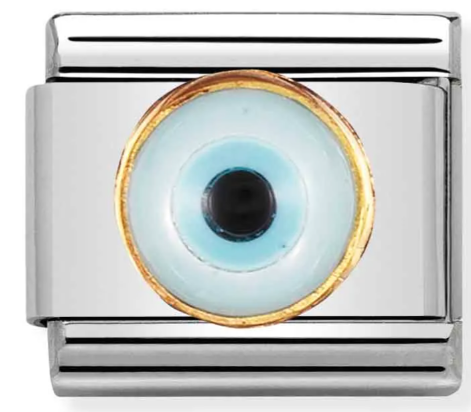 Stainless Steel & 18K Yellow Gold Greek Eye Charm Main image