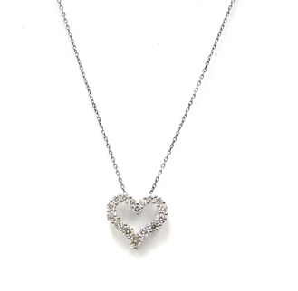 14K White Gold 1cttw Diamond Open Heart Pendant Necklace Main image