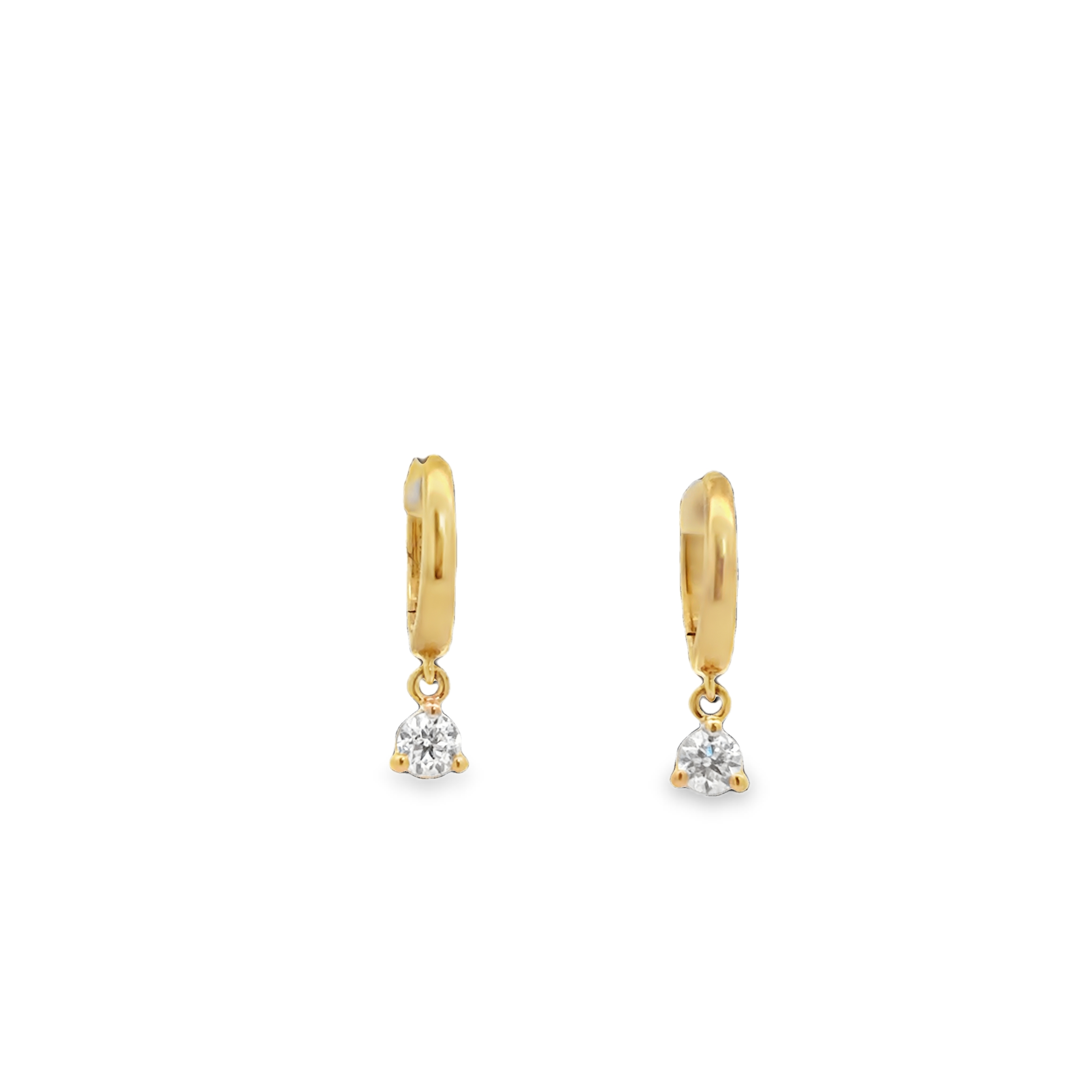 18K YG Diamond Drop Huggie Earrings Main image