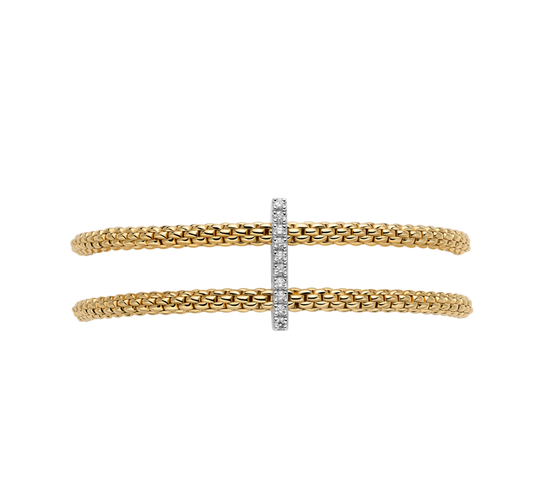 18K Yellow-White Prima Bicolor Diamond Bar Flex'It Bracelet by FOPE Main image
