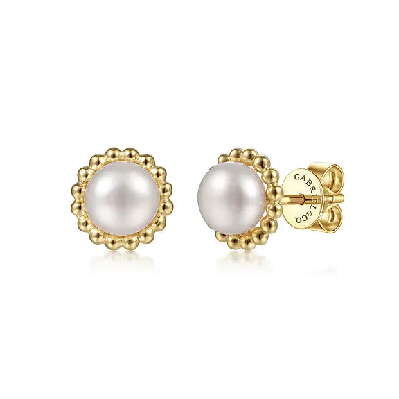14K YG Bujukan Pearl Stud Earrings by Gabriel NY Main image