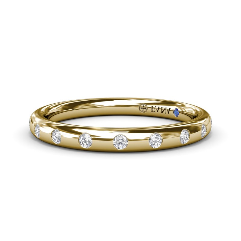14K YG Flush Diamond Station Wedding Band by Fana