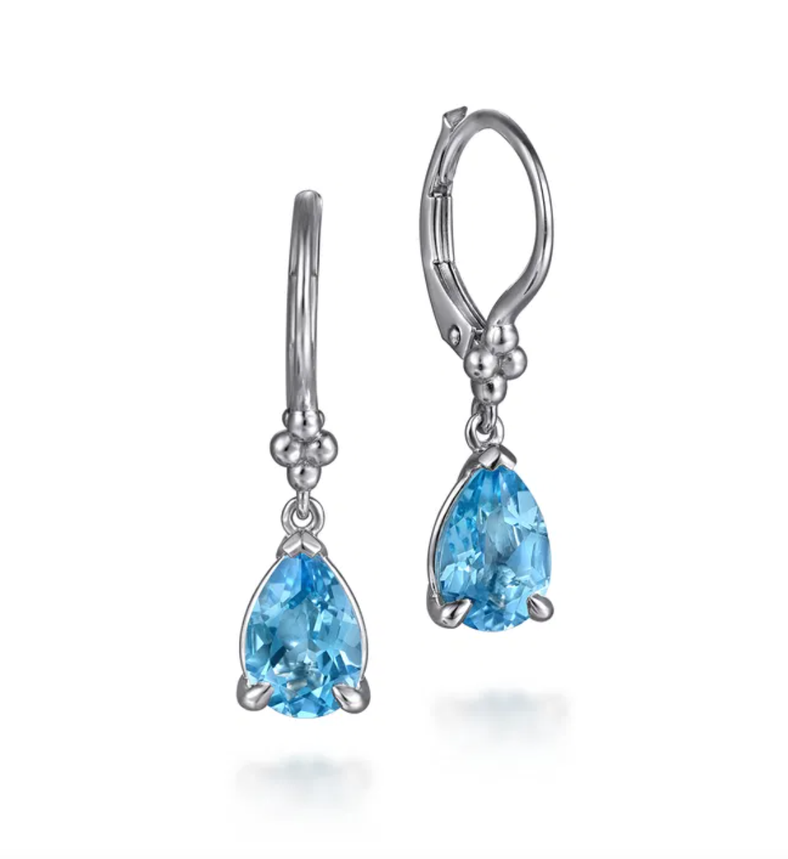 Sterling Silver Bujukan Blue Topaz Drop Earrings by Gabriel NY