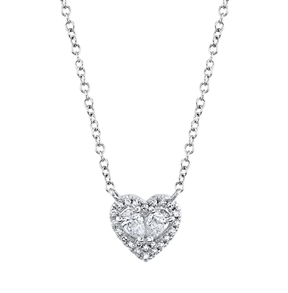 14K WG Pear Diamond Heart Pendant Necklace by Shy Creation Main image